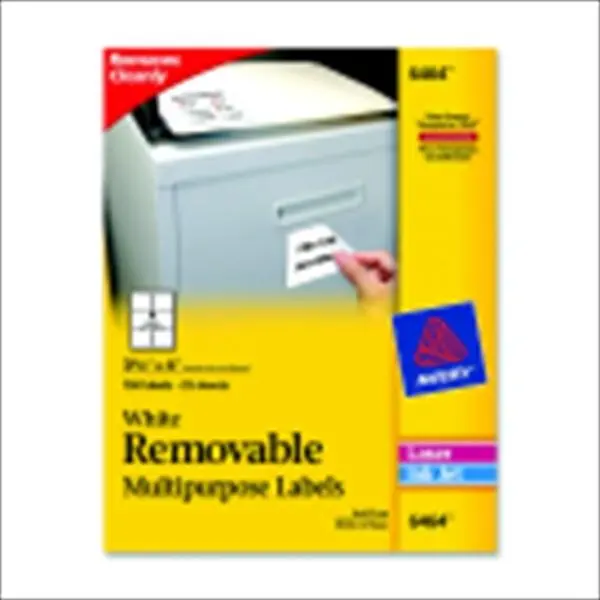 Avery Removable Self-Adhesive Rectangle Paper ID Labels, 3-1/3x4 in White, Adheres Securely, Compatible with Laser & Inkjet Printers, Easy-to-Use Templates Included, 150-Pack Office Stationery