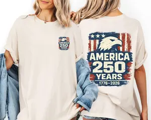 America 250 Years 1776–2026 T-Shirt, Patriotic Eagle USA Flag Graphic Tee, Vintage Independence Day Shirt, Premium Cotton Casual Tee, Trendy 4th of July Shirt, USA Pride Gift