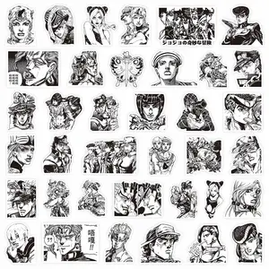 10/30/77pcs Black White Kujo Jotaro Stickers JoJo Bizarre Adventure Sticker Higashikata Josuke Bruno Buccellati Cartoon Decals