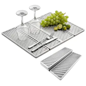 Dish Pad Quick Dry Diatomite Stone Drying Mat for Kitchen Counter Foldable and detachable