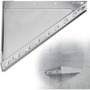 Floating Corner Shower Bench Kit - Custom Corner Shower Seat for Bathroom Remodel, Wall Mount Floating Shelf Serves as Shower Stool, Shaving Foot Rest & Storage, 17"x17"x24"