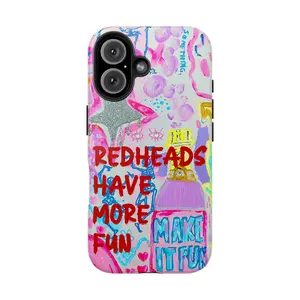 Glittercutie Redheads Have More Fun Phone Case Make It Fun Pink Preppy Collage Preppy Colorful Girls Phone Cases Phone Cover Hard Case Tough 2-piece Magnetic Phone Case