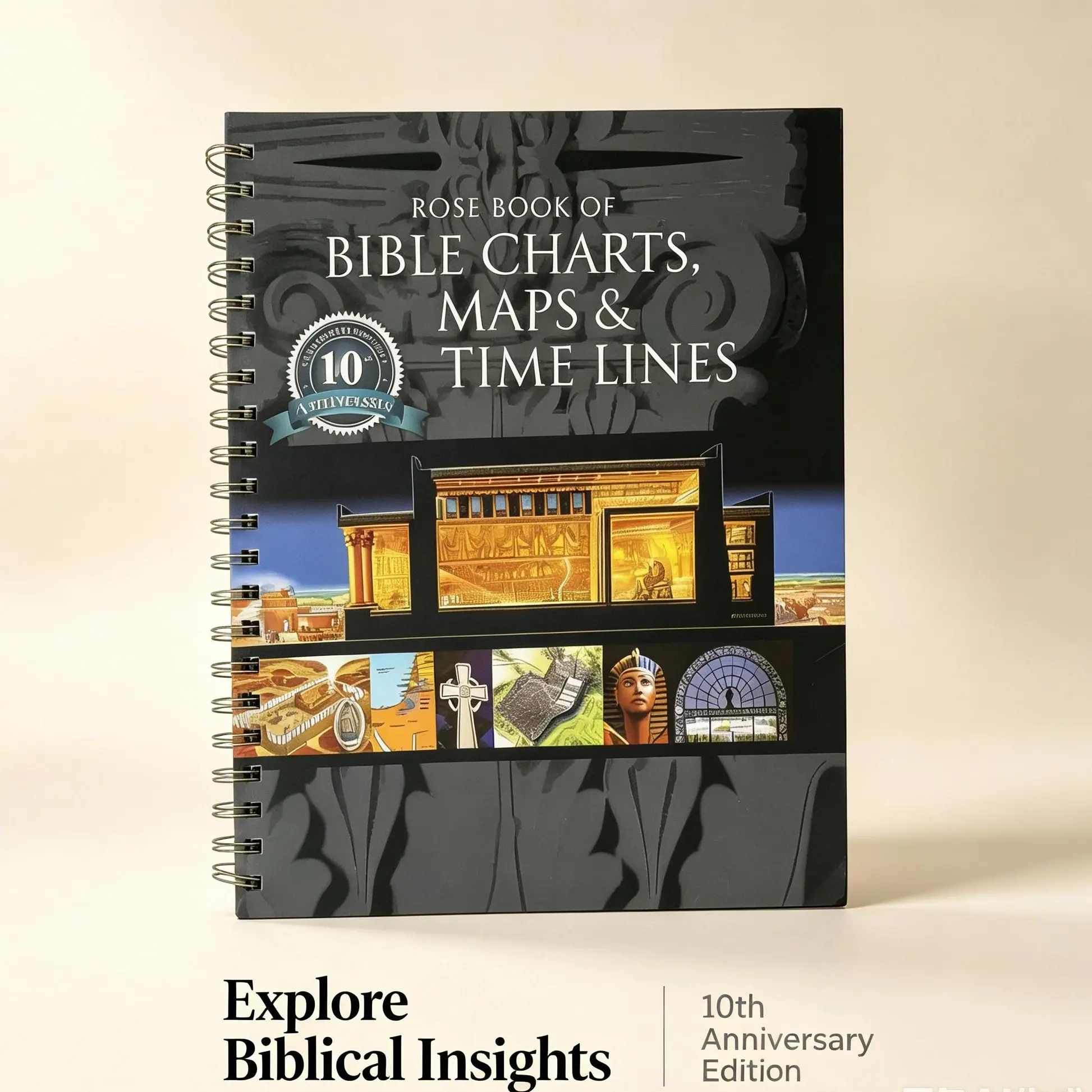 Rose Book of Bible Charts, Maps & Time Lines Spiral Bound Notebook - Full Color Illustrated Paperback, Portable, Durable, Reference, Inspirational Text, Book Shaped, Colorful for Christian Bible Study On the Go, Inspirational Text Notebooks