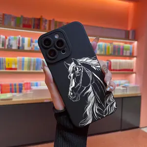 The Horse Pattern UV Printing Phone Cover 360 Degree Full Protection for iPhone 17 Pro Max 15 16 XR X/ XS Plus SE Mini for Smartphone Gift Birthday Gift Boy & Girl Compatible with Galaxy S25