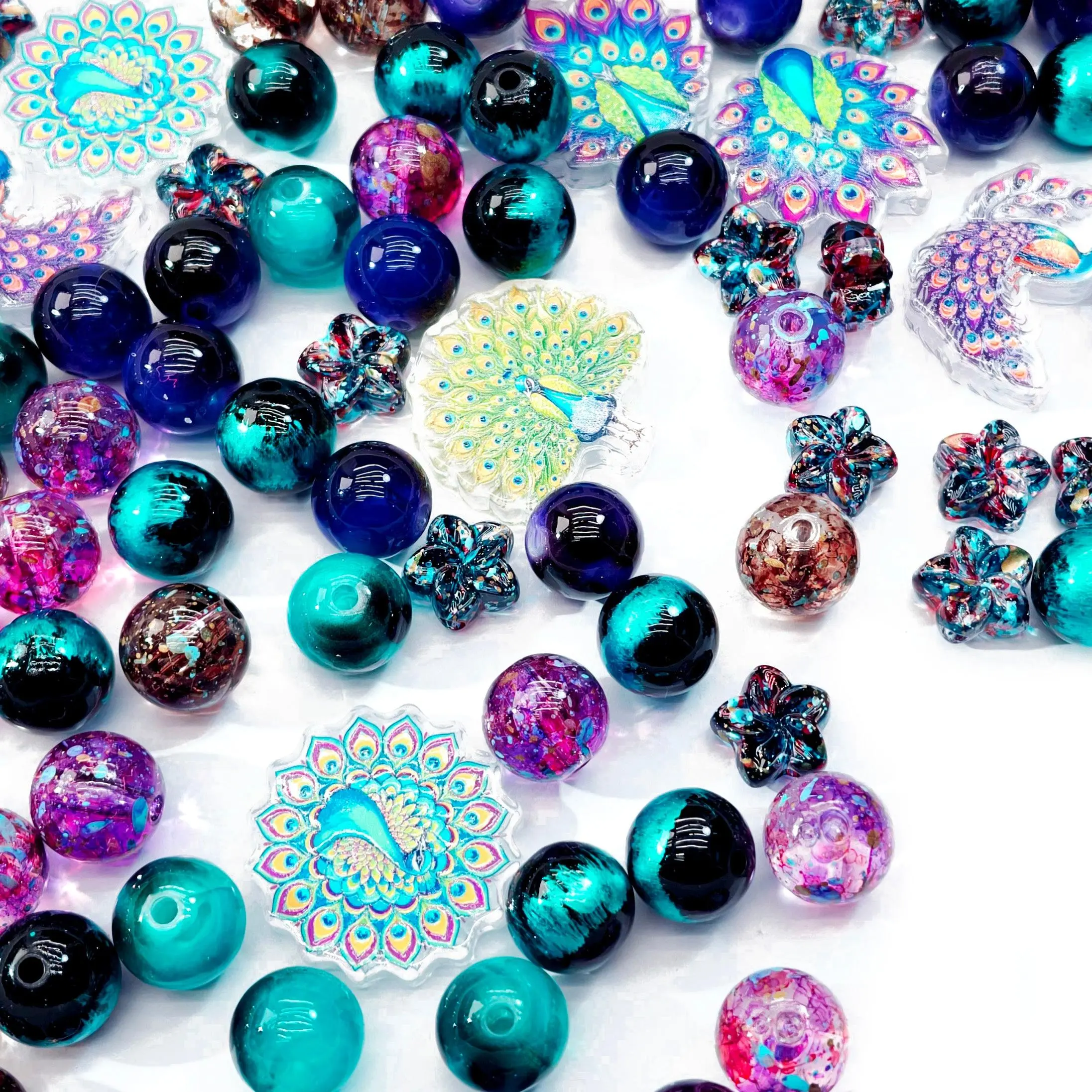 L1739]Peacock Fantasia DIY tools set DIY Beads charms