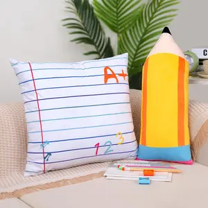 2 Pcs Cute Notebook Pencil Pillows Kids Classroom Large Plush Throw Pillow Back School Creative Stuffed Cushion for Teacher Home Reading Room Sofa Decor Student School Birthday Party Gift Supplies