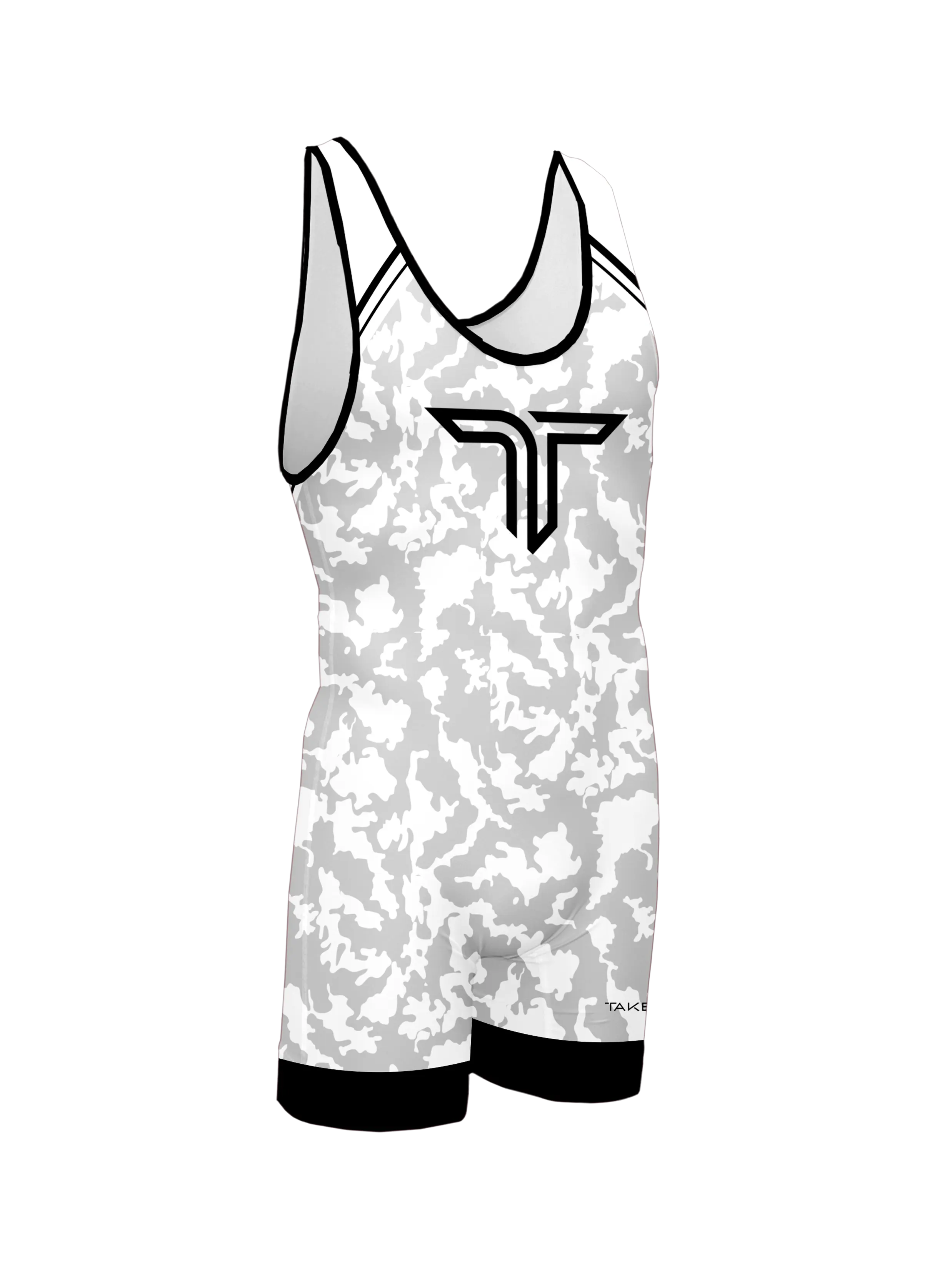 Youth White Camo Wrestling Singlet