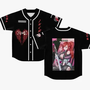 Erza Inspired Baseball Jersey – Anime Style Shirt, Unisex Streetwear Outfit, Manga Fan Merch, Oversized Fit, Trendy 2026