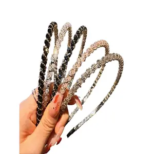5-Pack Sparkling Crystal Beaded Headbands – Thin Rhinestone Skinny Hair Bands for Women & Girls | Elegant Glitter Fashion Hair Accessories Set