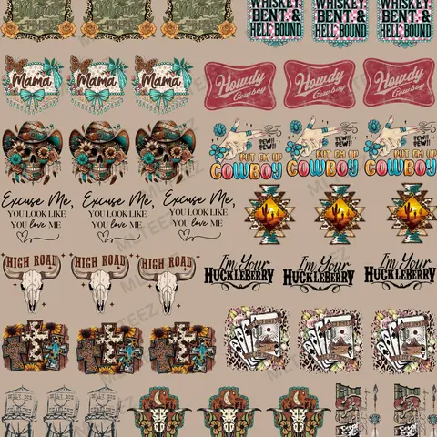 WESTERN (1) TRUCKER HAT PREMADE GANGSHEET  - 22X24  DTF TRANSFERS - DIRECT TO FILM