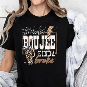Shirt, Coquette Choco Leopard Kinda Boujee Kinda Broke T-shirt, Coquette Bow Snarky Sublimation Design, Motivation Sublimation, Antisocial Shirt Design
