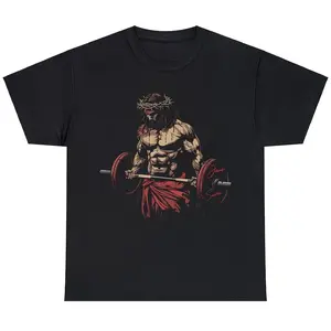 Retro Jesus The Ultimate Deadlifter Christian Gym Workout Jesus T-Shirt