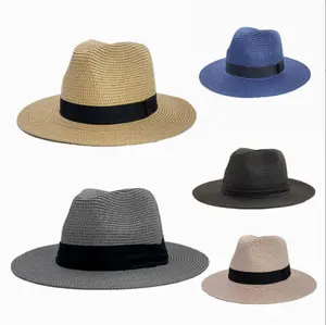 Men's Wide Brim Straw Panama Fedora Hat - Summer Sun Cap for Stylish Comfort beach  essentials
