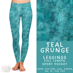 Batch #441 - Color Grunge - Closes 11/3 - ETA mid Dec - Teal Grunge Full Length Leggings