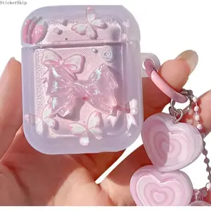 2026 Pink Crystal Butterfly AirPods Case – Cute Bling Butterfly Silicone Protective Cover with Keychain, Shockproof Anti-Drop Wireless Charging Compatible Earbuds Case for AirPods 1/2/3/4/Pro/Pro 2