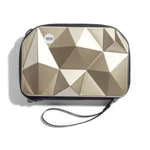 NGA Platinum Gold Diamond Totally Clutch Luxe Bag Geometric Pattern Durable Hardshell Exterior Compact Size for Essentials Zipper Closure Stylish Golf Bag