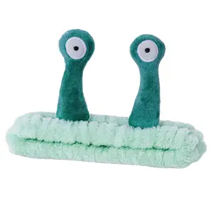 Cute Snail Headband Spa Face Wash Hairband Cute Cartoon Coral Fleece Elastic Headband Hair Accessory for Washing Face Shower Makeup Skincare