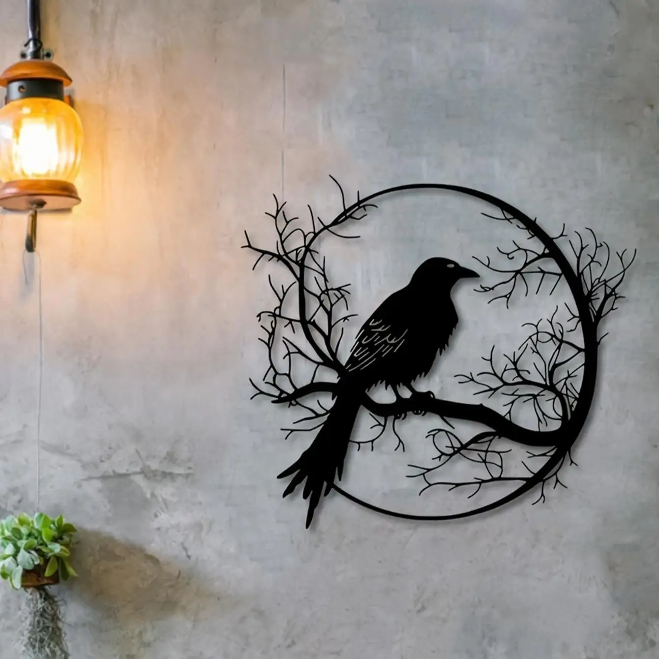 Bird & Branch Design Wall Hanging Decor, 1 Count Metal Bird Wall Art, Unique Artwork Wall Decor for Home Living Room & Bedroom, Home Decor Supplies, D