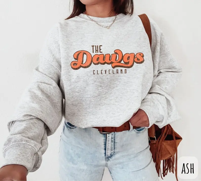 Retro Cleveland Football Sweatshirt, Vintage Dawgs Crewneck, Game Day Pullover, Cleveland Football Fan Sweatshirt