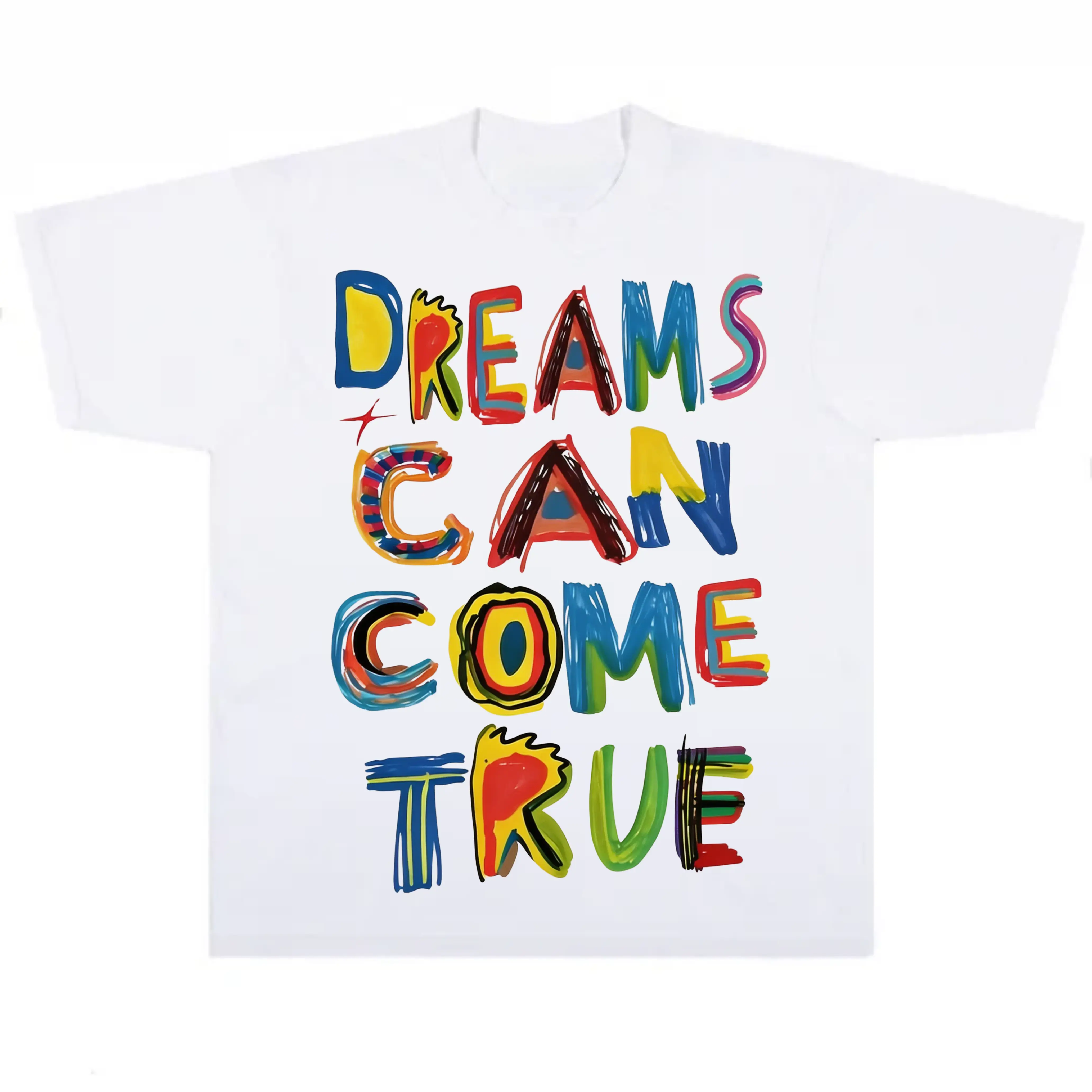 Women's "Dreams Can Come True" Graphic T-Shirt, Classic Fit Casual Cotton Top with Crew Neck, Hand Wash Recommended