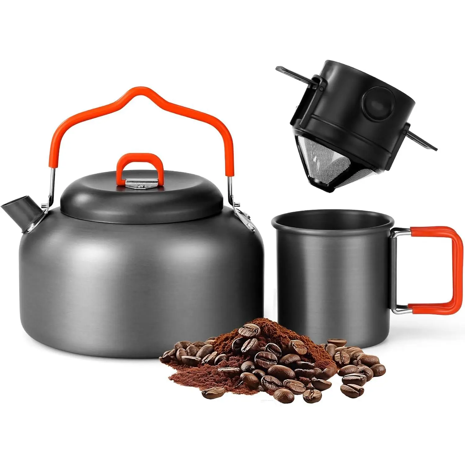 Camping Coffee Pot Camping Coffee Makers,  Camping Kettle with Camping Mug and Camp Coffee Filter of Camp Cookware for Hiking Backpacking and Picnic