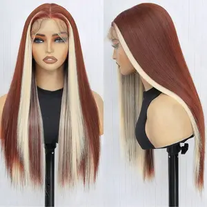 Upgrade Design 13x4 Lace Front Straight Wigs Pre Plucked Natural Hairline 26 Inch Long Synthetic Fiber Hair for Daily Party Use Gift for Girls Kids Perfect for Christmas Gift Heat Resistant