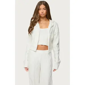 Edikted Women's Louise Cable Knit Hooded Cardigan