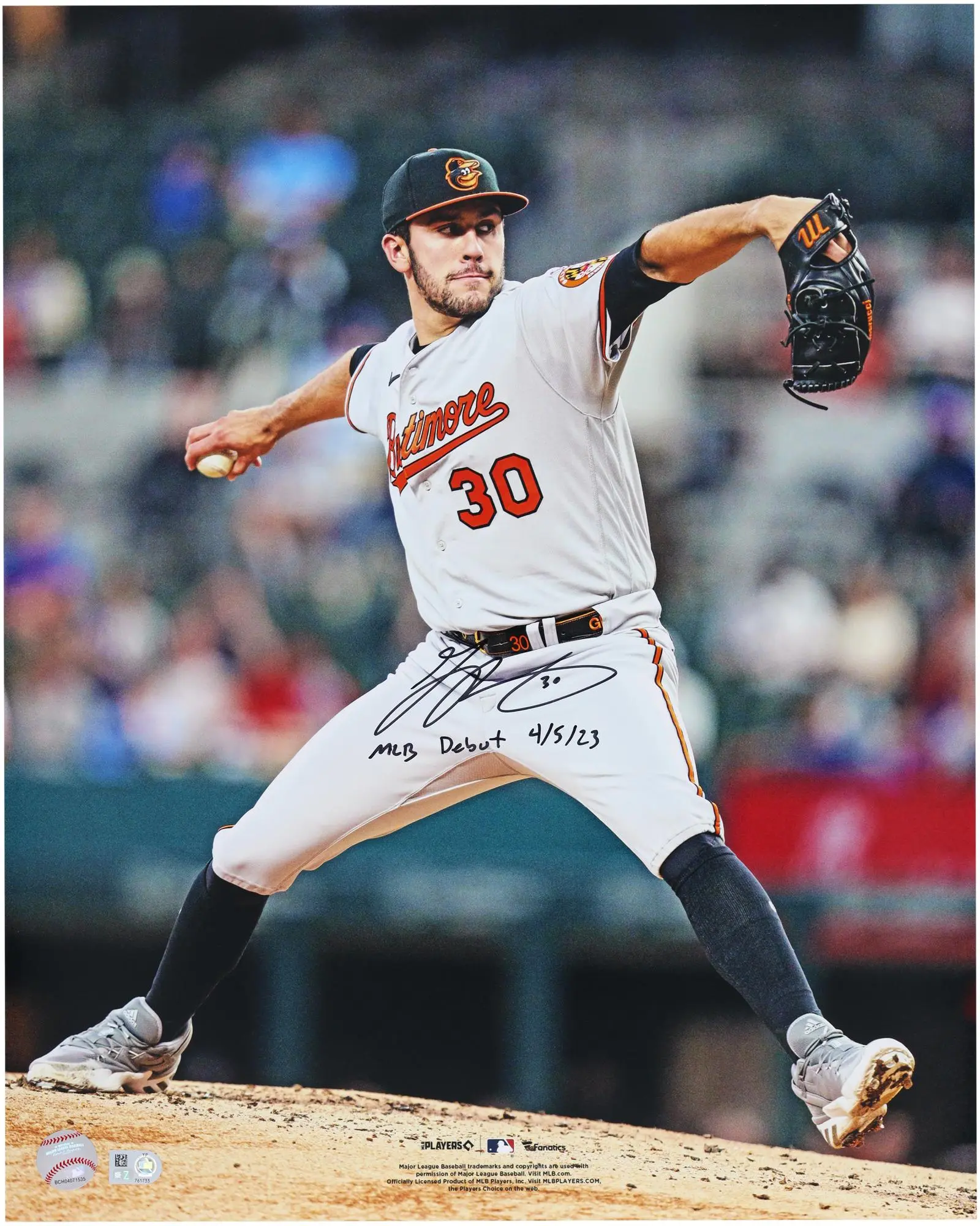 Grayson Rodriguez Baltimore Orioles Autographed 16" x 20" MLB Debut Photograph with "MLB Debut" Inscription - Fanatics Authentic Certified