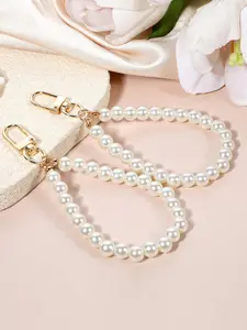 2/20Pcs Pearl Stylish Keyring Lanyard Faux Pearl Keychain Set Straps Pearls Wristlet Key Chain Elegant Purse Lanyard