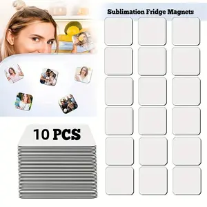 10pcs Blank Fridge Magnets for Kitchen Microwave Door Decor Office Calendar, Refrigerator Decorating Magnet, DIY Sublimation Transfer Paper Photo Magnetic Tiles