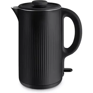 Electric Kettles Stainless Steel for Boiling Water, Double Wall Hot Water Boiler Heater, Cool Touch Electric Teapot, Auto Shut-Off & Boil-Dry Protection, 120V/1200W, 1.7 Liter, 2 Year Warranty (black)