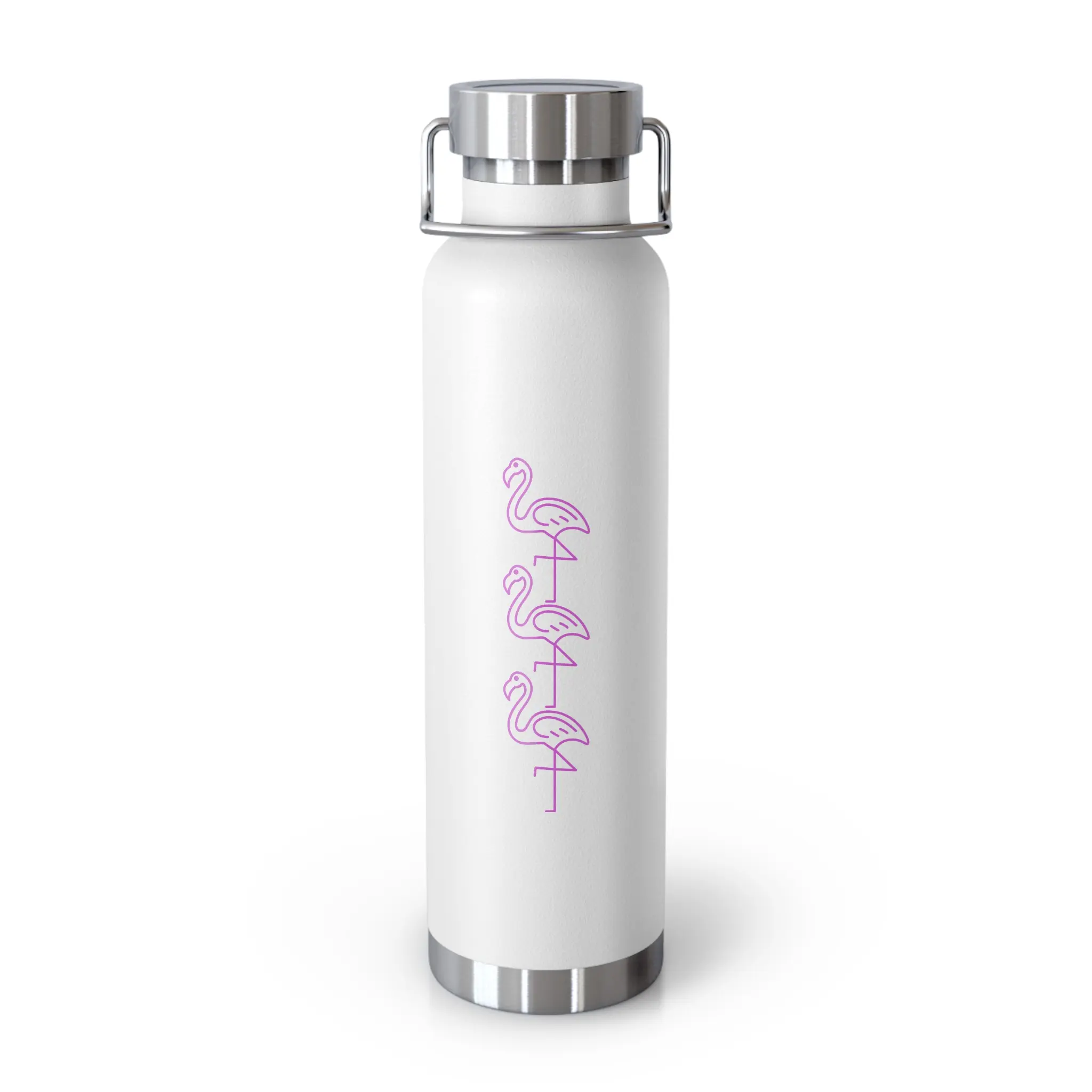 Stylish Copper Insulated Water Bottle, Flamingo Design Flask for Outdoor Use, Gift for Her, Summer Hydration