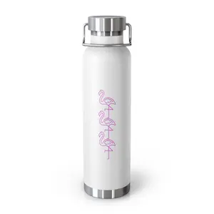 Stylish Copper Insulated Water Bottle, Flamingo Design Flask for Outdoor Use, Gift for Her, Summer Hydration