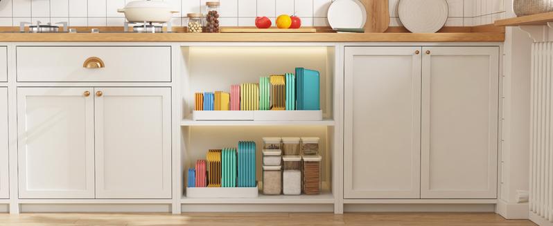 Lifewit Lid Organizers and Storage Extendable Large 13-24" Food Container Lid Dividers Inside Cabinet for Kitchen/Pantry Countertop White