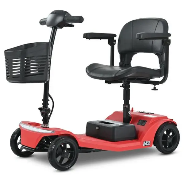 Seray Mobility Scooter for Adults & Seniors, Foldable 4 Wheels Electric Powered with LED Headlight & Basket, 20 Miles Chargeable 330 lbs Capacity Lightweight Travel Device Red & Blue
