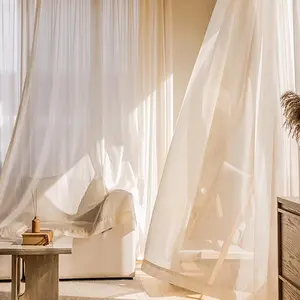 Solid Color Sheer Curtain, 1 Count Modern Simple Window Curtain, Window Drapes for Home Living Room Bedroom Decor, Decoration Items