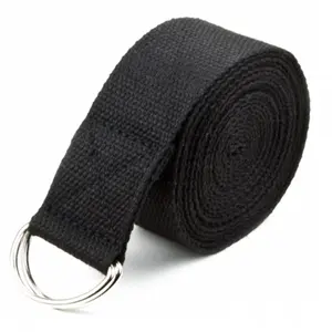 Brybelly Holdings  10 ft. Extra-Long Cotton Yoga Strap with Metal D-Ring, Black