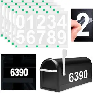 Reflective Number Stickers Set 0-9 Mailbox Labels, Doorplate Markers for Home Office Address Numbers, Durable Reflective Signs, Visibility