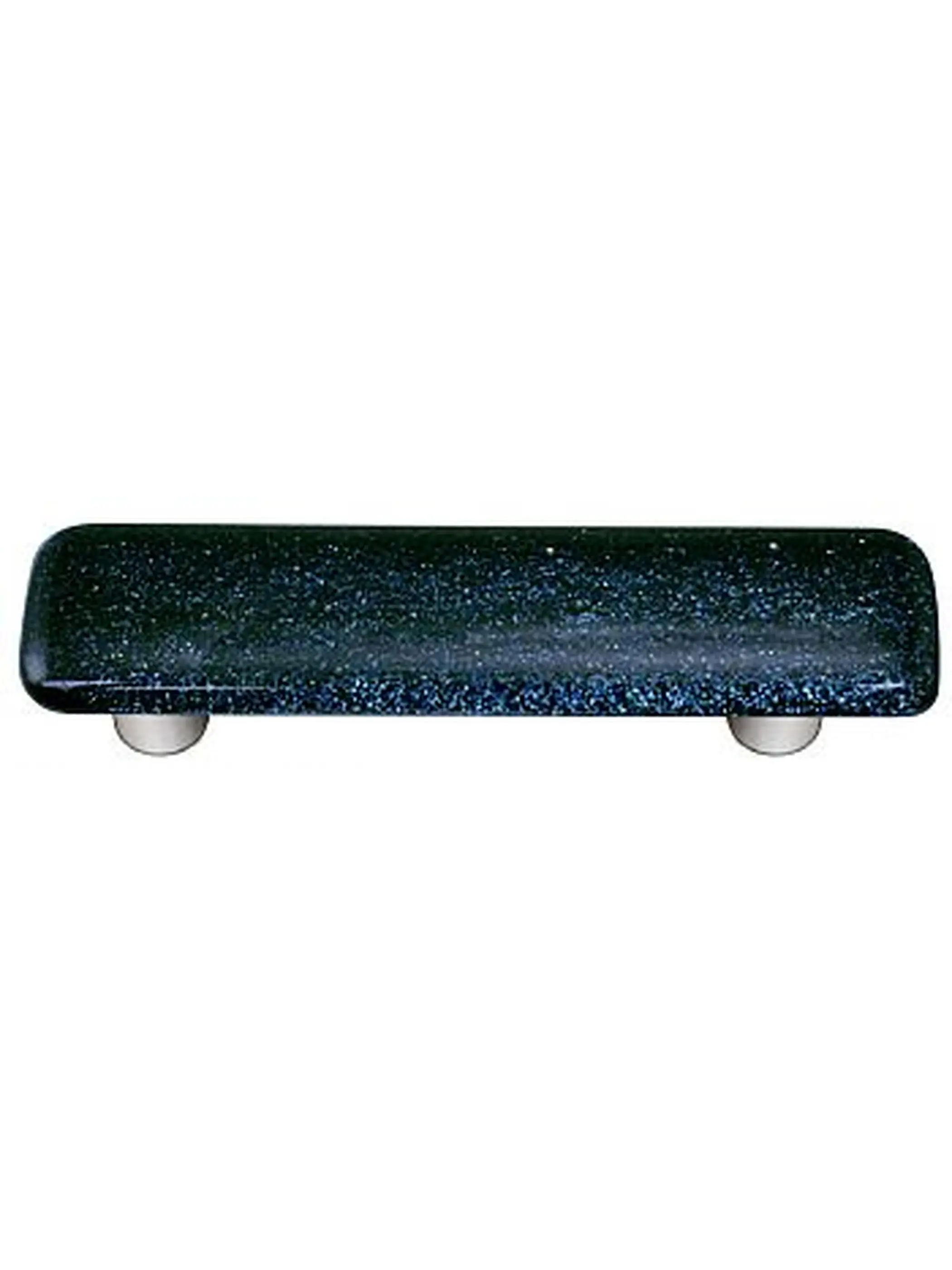 Hot Knobs HK1033-PA Dark Metallic Blue Rectangle Glass Cabinet Pull - Aluminum Post