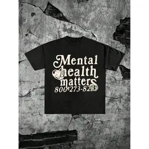 [Halloween cotton T-shirt] (180g Cotton T-Shirt) MENTAL HEALTH MATTERS Printed Short-Sleeved T-Shirt. Men's Summer Round Neck Short Sleeve T-Shirt, Fashion Printed T-Shirt
