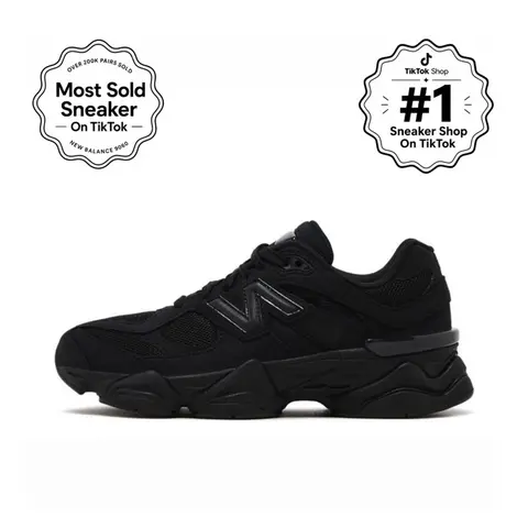 New Balance 9060 Triple Black Cat Women's Sneakers - Youth-Fit, Gym & Casual Wear, Abzorb Cushion, Mesh-Suede Blend, Mesh Upper Lets Feet Breathe, Rubber Outsole Grips Busy Sidewalks, Athletic Footwear