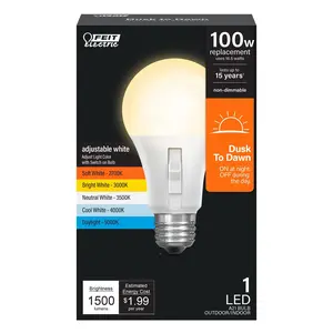 Feit Electric 100 Watt Replacement Adjustable White E26 Base Dusk to Dawn LED Light Bulb