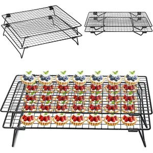 Cooling Rack for Cooking and Baking, 2 Pack Wire Cooling Rack with Collapsible Legs for Cooling Cookie, Cake, Pizza, Roasting, Grilling, Drying(13.4"*9.3")