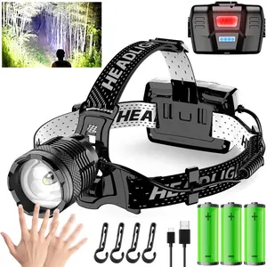 Super Bright 99000Lumens Rechargeable Headlamp, 60H Long Lasting Battery Powered, 3Modes Headlight with Motion Sensor, 90° Adjustable Waterproof Zoomable Led Headlamp for Running Camping Fishing