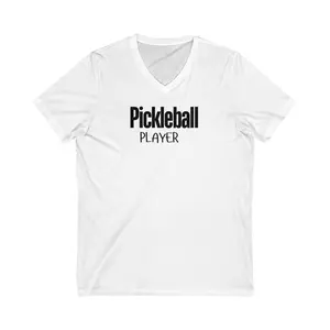 Unisex  V-Neck Tee shirt with  Pickleball Player