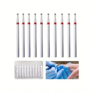 Professional Nail Drill Bits For Pedicure, 10 Pc Grade Corn Layer Nail Drill Bits In Red Round Case Cutics Manicure
