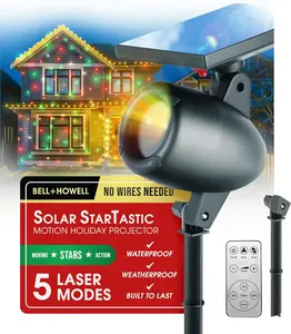 STARTASTIC Solar Christmas Light Show Projector - Laser Outdoor Christmas Projector Lights, Covers 600 Sq Ft, Wireless with Remote Control, Waterproof, 5 Modes, for House, Yard, Holiday, Party