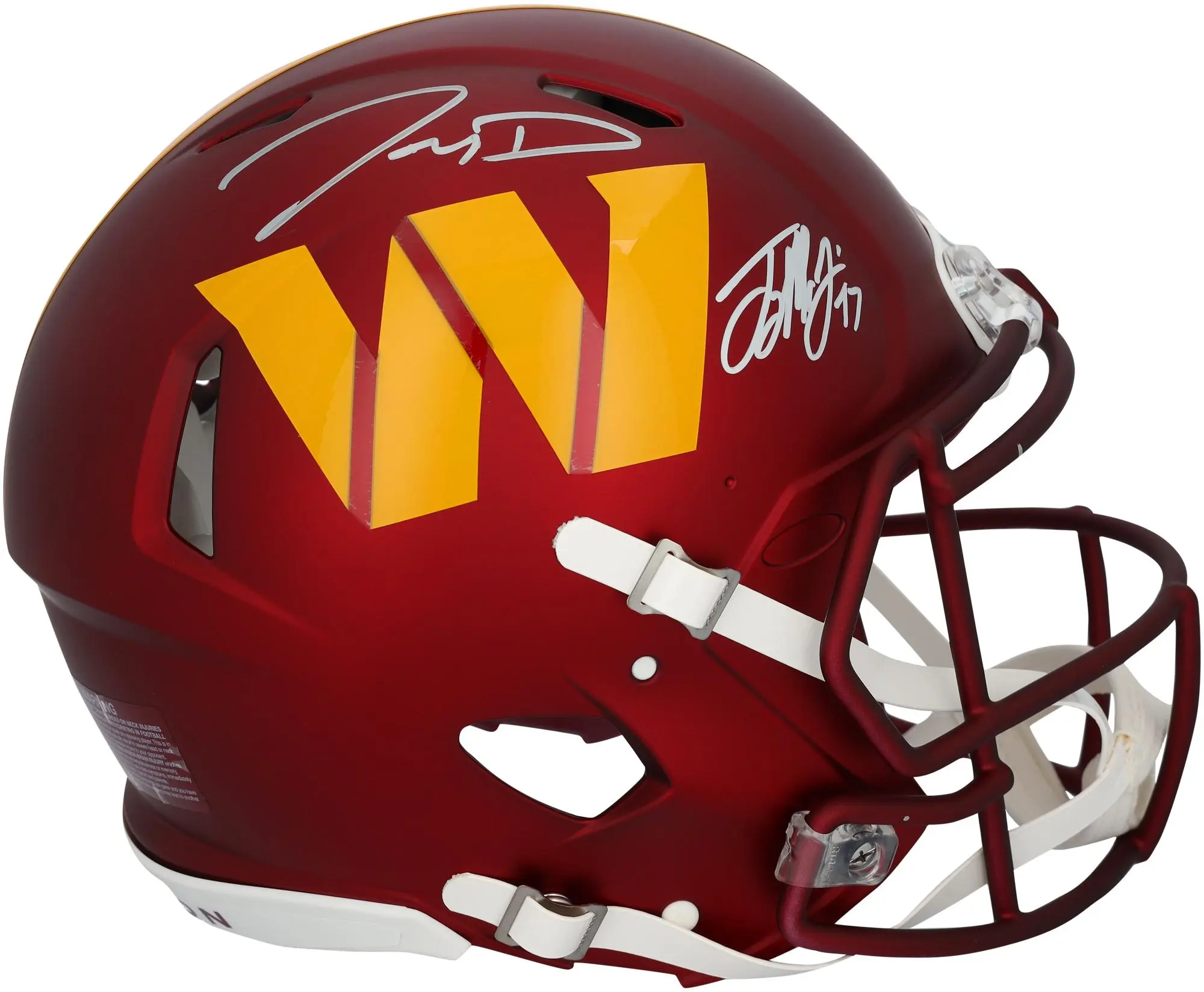 Terry McLaurin & Jayden Daniels Commanders Signed Riddell Speed Authentic Helmet