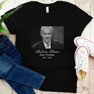 Music Retro Rip Biggest Ever Alex Trebek Holzhauer Jeopardy Graphic For Fan   T-Shirt