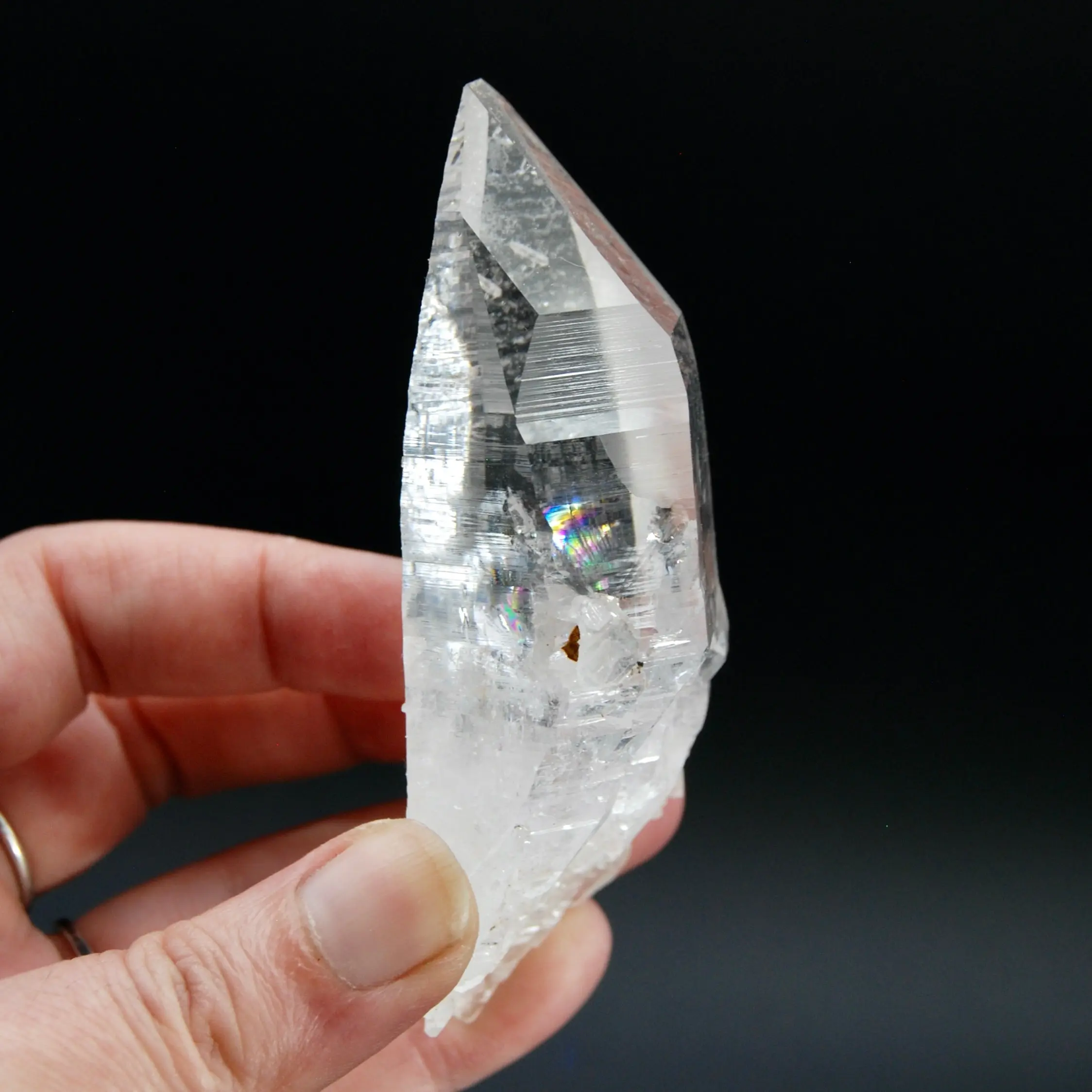 4in 141g Self Healed Rainbow Colombian Lemurian Seed Crystal Laser, Colombia